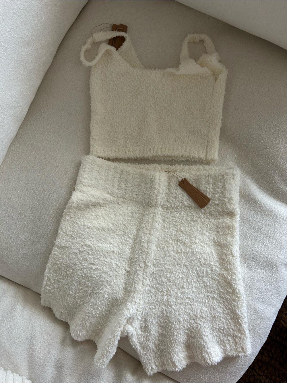 SKIMS Cozy Cream Sherpa Tank & Short Set